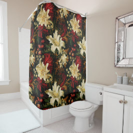 Vintage Weihnachtsfantasie Blumenmuster Duschvorhang