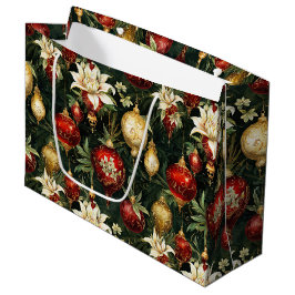 Vintage Weihnachtsfantasie Blumenmuster Große Geschenktüte