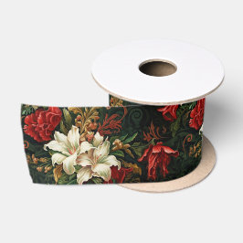 Vintage Weihnachtsfantasie Blumenmuster Satinband