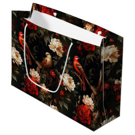 Vintage Weihnachtsfantasy Floral Birds Muster Große Geschenktüte