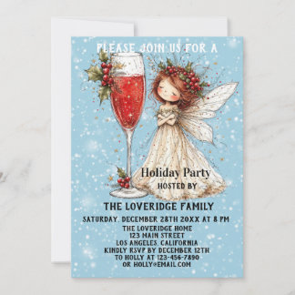 Vintage Weihnachtsfee Blaue Winterparty Einladung