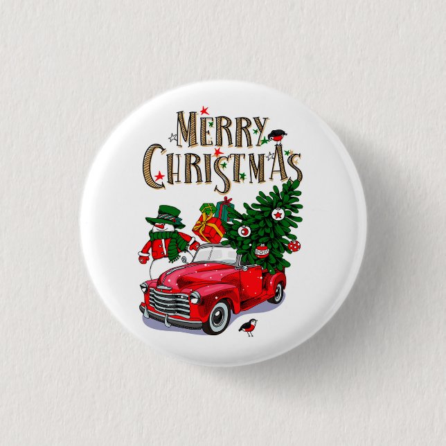 Vintage Weihnachtsfeier Button (Vorderseite)