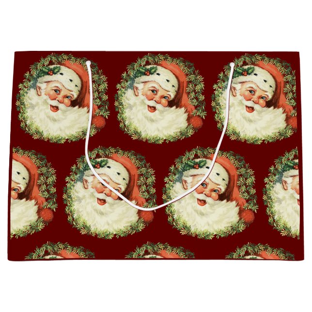 Vintage Weihnachtsfeier Große Geschenktüte (Vorderseite)