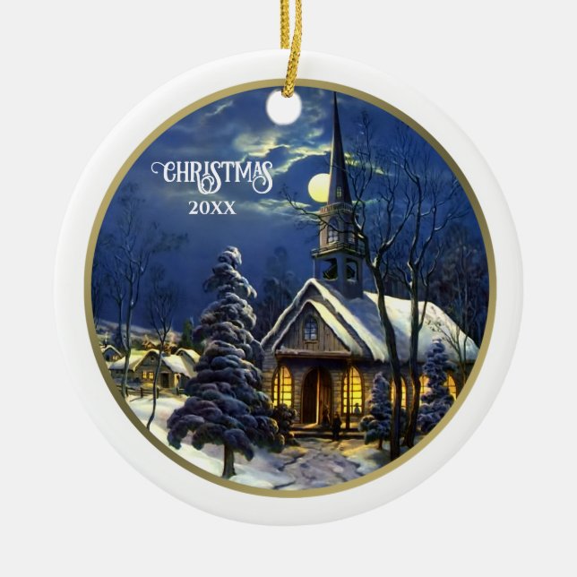 Vintage Weihnachtsfeier Keramik Ornament (Vorne)