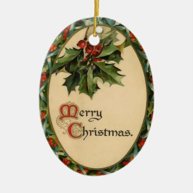 Vintage Weihnachtsfeier Keramikornament (Vorne)