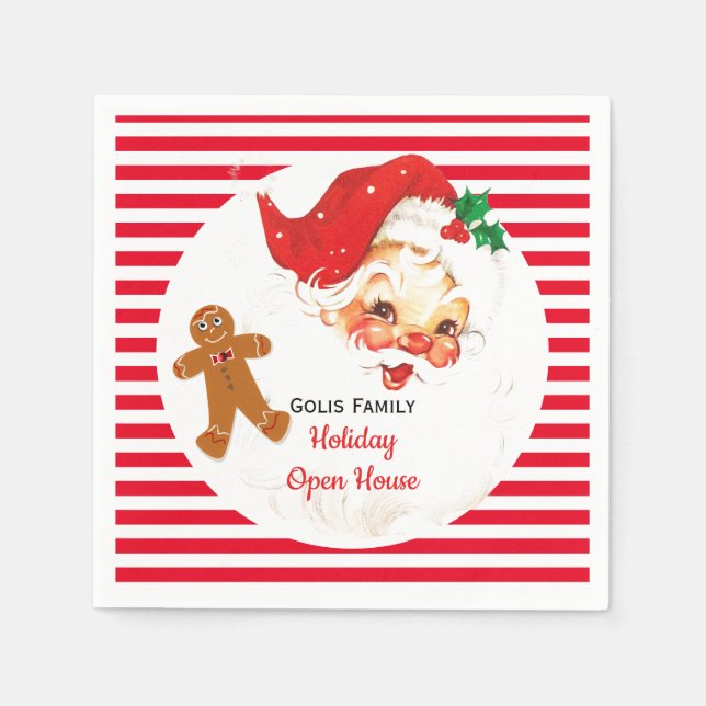 Vintage Weihnachtsfeier Serviette (Vorderseite)