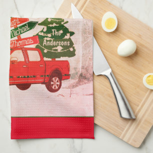 Vintage Weihnachtsfeierlichkeiten für Rote und Grü Geschirrtuch