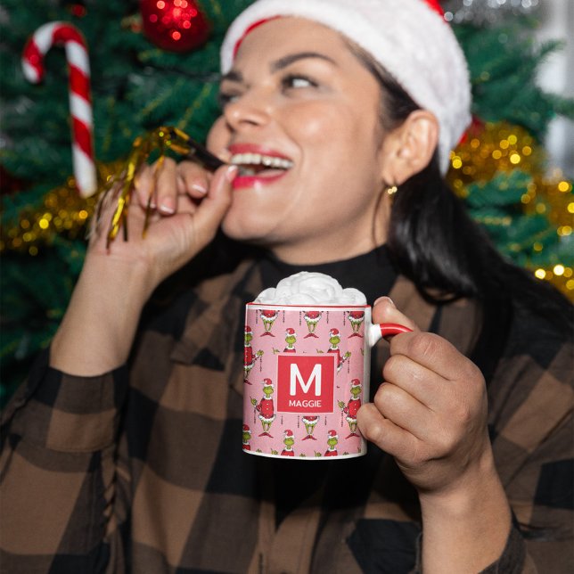 Vintage Weihnachtsfeiern | Geben Sie Ihren Namen u Tasse (Person holding mug)