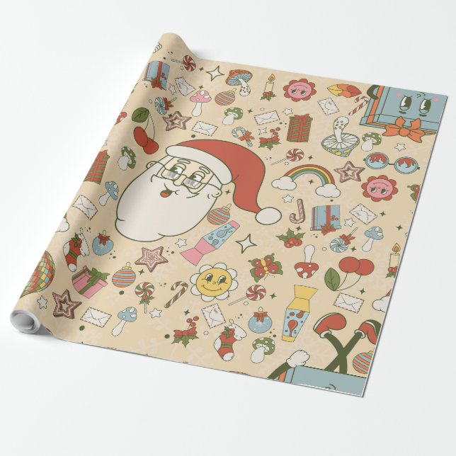 Vintage Weihnachtsfeiern Geschenkpapier (Ungerollt)