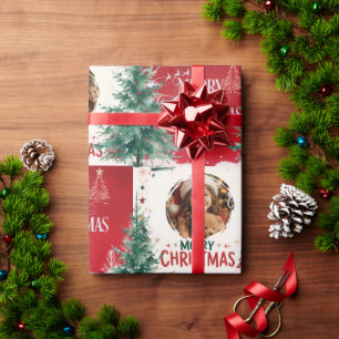 Vintage Weihnachtsfeiertag Fotos Collage Geschenkpapier