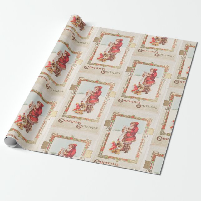 Vintage Weihnachtsfeiertage Geschenkpapier (Ungerollt)