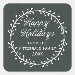 Vintage Weihnachtsfeiertage in Chalkboard Quadratischer Aufkleber