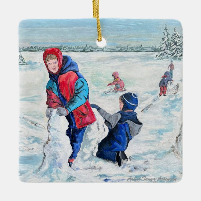 Vintage Weihnachtsfeiertage personalisieren Keramikornament (Vorderseite)