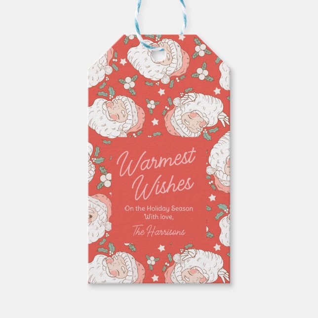 Vintage Weihnachtsfeiertage Personalisiert Geschenkanhänger (Vorderseite)