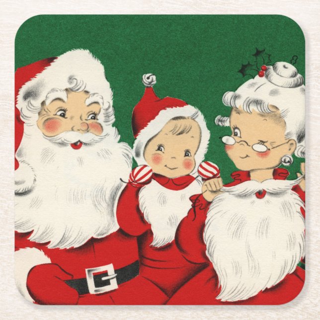 Vintage Weihnachtsfeiertage Rechteckiger Pappuntersetzer (Vorderseite)