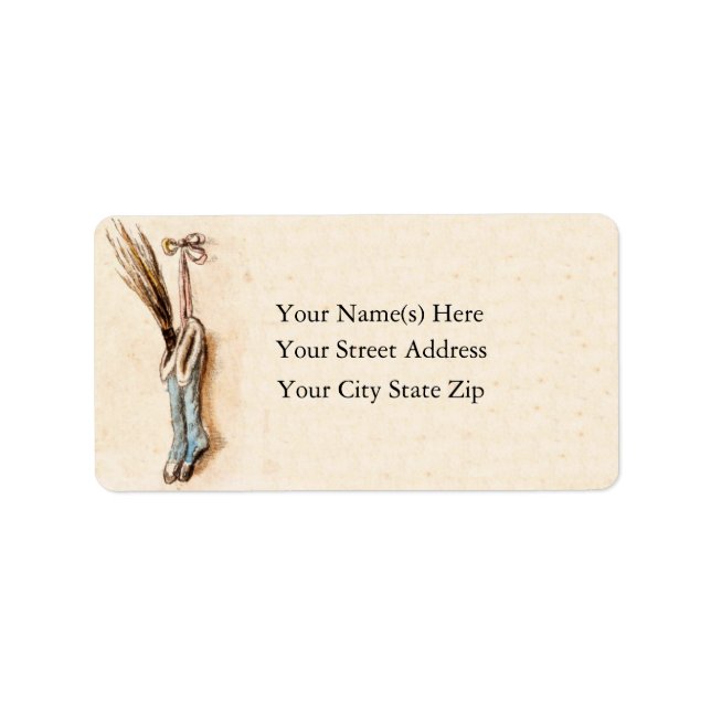 Vintage Weihnachtsfeiertage Strümpfe Adressaufkleber (Vorne)