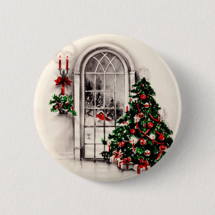 Vintage-Weihnachtsfenster-Button Button