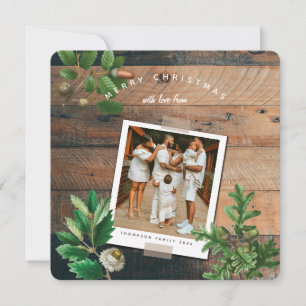 Vintage Weihnachtsfotokarte aus Holz Acorn