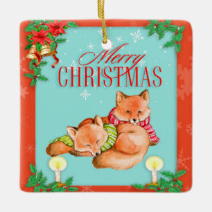 Vintage-Weihnachtsfuchs Keramikornament