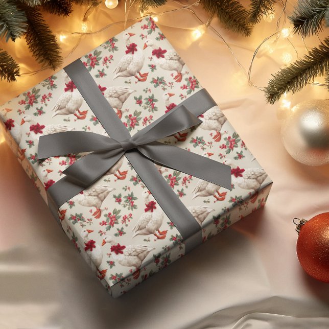 Vintage Weihnachtsgans Albern Geschenkpapier (Von Creator hochgeladen)