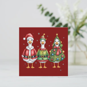 Vintage-Weihnachtsgans-Santa-Ente-Silly-Gans Feiertagskarte