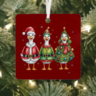 Vintage-Weihnachtsgans-Santa-Ente-Silvester-Gans Ornament Aus Metall
