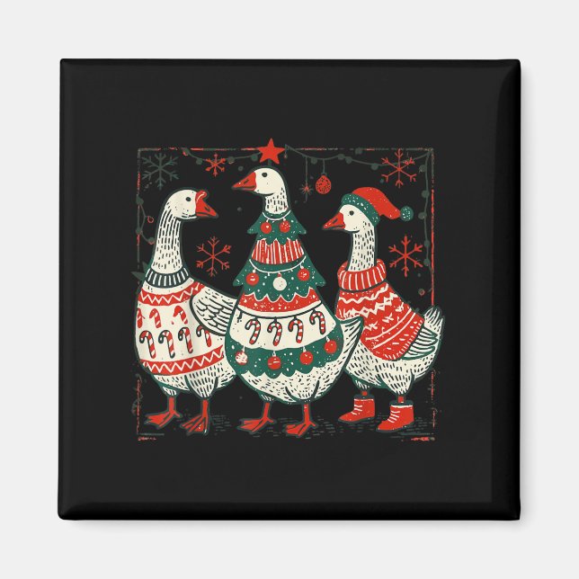 Vintage Weihnachtsgans Santa Lustige Ente Weihnach Magnet (Vorne)