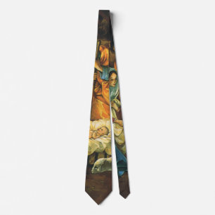 Vintage-Weihnachtsgeburt, Jesuskind in der Krippe Krawatte