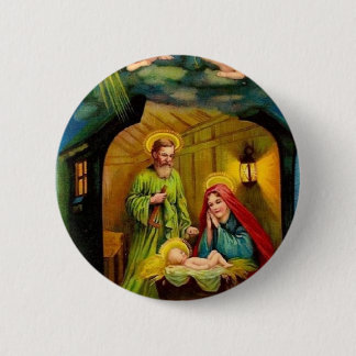 Vintage Weihnachtsgeburt von Jesus Button