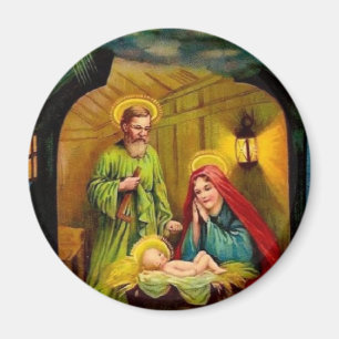 Vintage Weihnachtsgeburt von Jesus Magnet