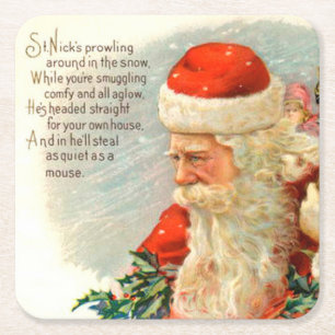 Vintage Weihnachtsgedicht Rechteckiger Pappuntersetzer