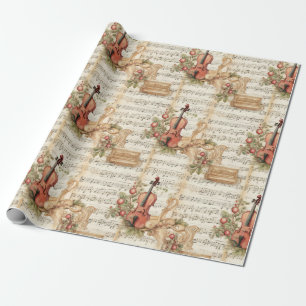 Vintage Weihnachtsgeigenmusiknoten Geschenkpapier