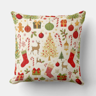Vintage-Weihnachtsgeschenk- und Süßigkeiten-Wurfki Kissen