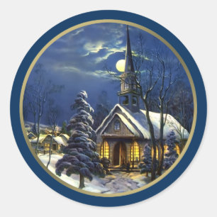 Vintage Weihnachtsgeschenke der Kirche Runder Aufkleber