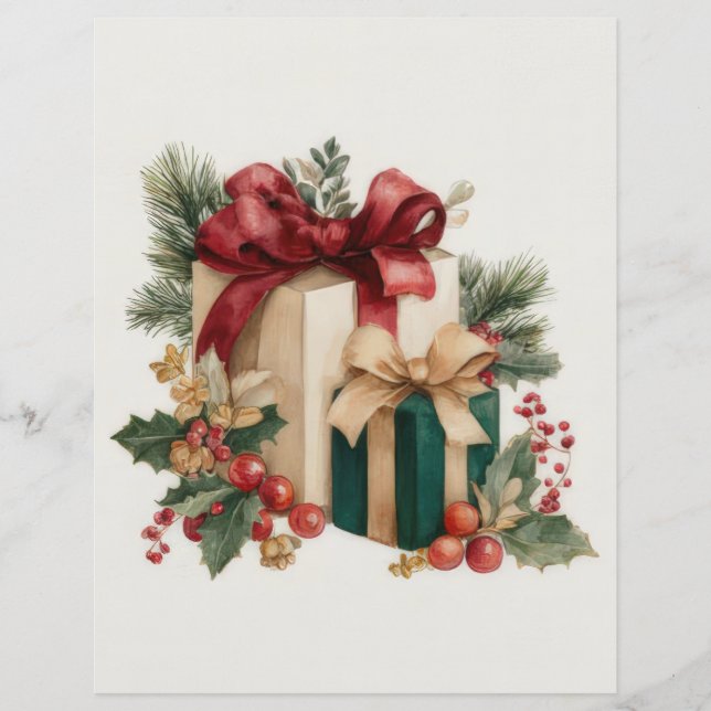 Vintage-Weihnachtsgeschenke Scrapbook Papier (Vorderseite)