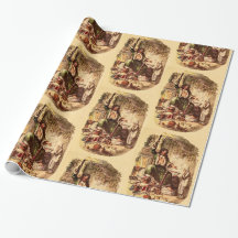Vintage-Weihnachtsgeschenkpapier Geist der Gegenwa