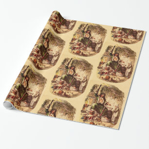 Vintage-Weihnachtsgeschenkpapier Geist der Gegenwa Geschenkpapier