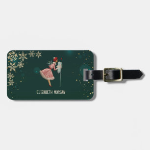 Vintage-Weihnachtsgirl, Schneeflocken Gepäckanhänger