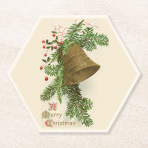 Vintage-Weihnachtsglocke (Immergrün) Papier-Unterl