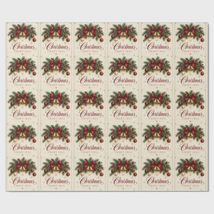 Vintage-Weihnachtsglocke Kiefernzweig-Weihnachtsst Geschenkpapier