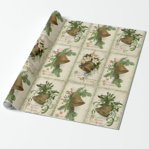 Vintage-Weihnachtsglocken-Collage-Geschenkpapier Geschenkpapier