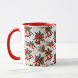 Vintage-Weihnachtsglocken-Holly-Mug-Geschenk Tasse