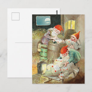 Vintage-Weihnachtsgnome-Kunst von Jenny Nystrom Postkarte