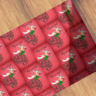Vintage Weihnachtsgrün Glitzer Schal Mädchen Geschenkpapier