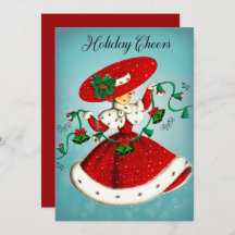 Vintage Weihnachtsgrün Glocken Rote Glitzer Mädche