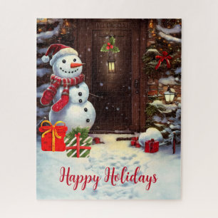 Vintage-Weihnachtsgruß des Schneemanns Puzzle