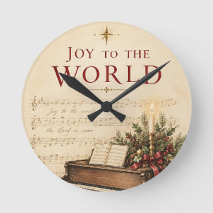 Vintage-Weihnachtsgruß im Stil klassischer Musik Runde Wanduhr