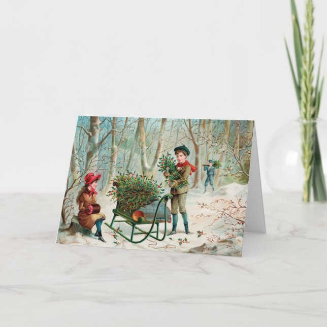 Vintage Weihnachtsgrüße Ansammlung Holly Feiertagskarte (Vorderseite)