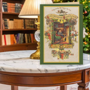 Vintage-Weihnachtsgrüße-Faltkarte Feiertagskarte