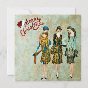 Vintage-Weihnachtsgrüße für Frauen aus den 1930er Feiertagskarte
